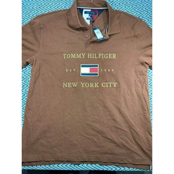 Tommy Hilfiger Other - Tommy Hilfiger Men's Regular Fit Polo Shirt Brown Embroidered Logo NYC Size XL